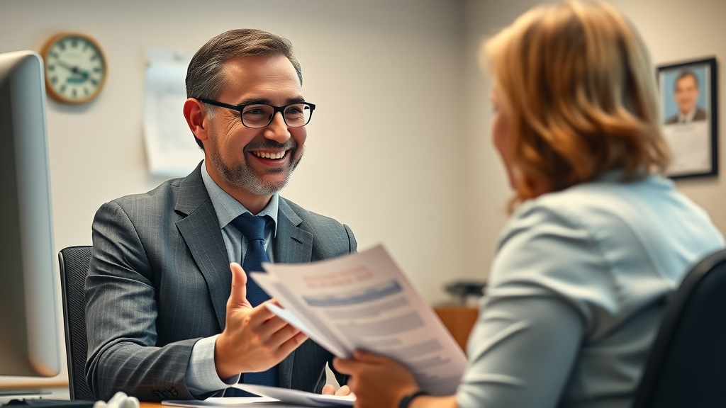 Confident tax advisor discussing payment plans with client related to IRS tax problems FAQ