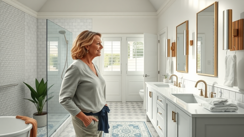Luxurious Memphis bathroom remodel with proud homeowner and elegant finishes